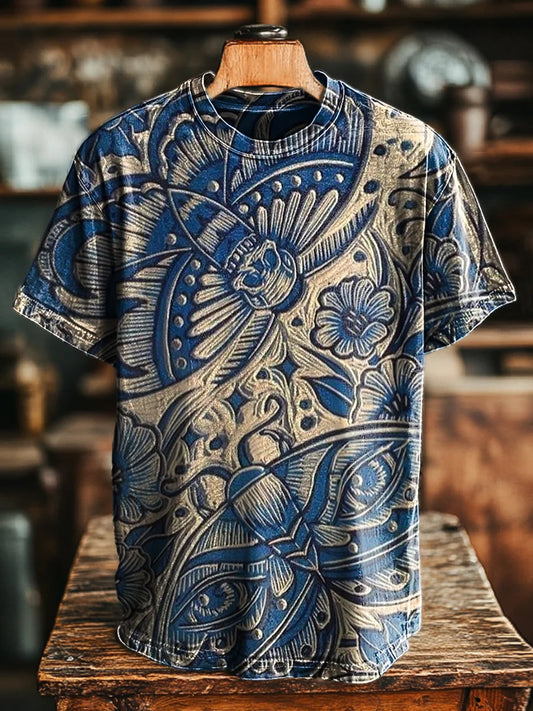Unisex Retro Abstract Butterfly Print Casual Loose  Tee