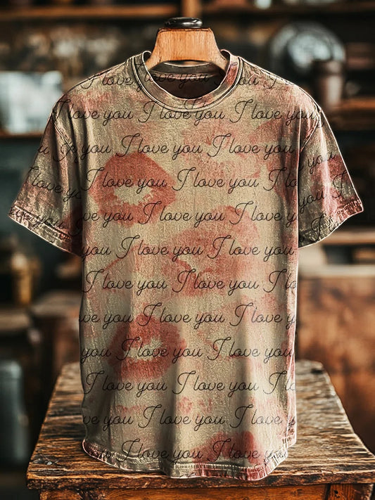 Unisex Retro Abstract Lips Print Casual Loose Tee