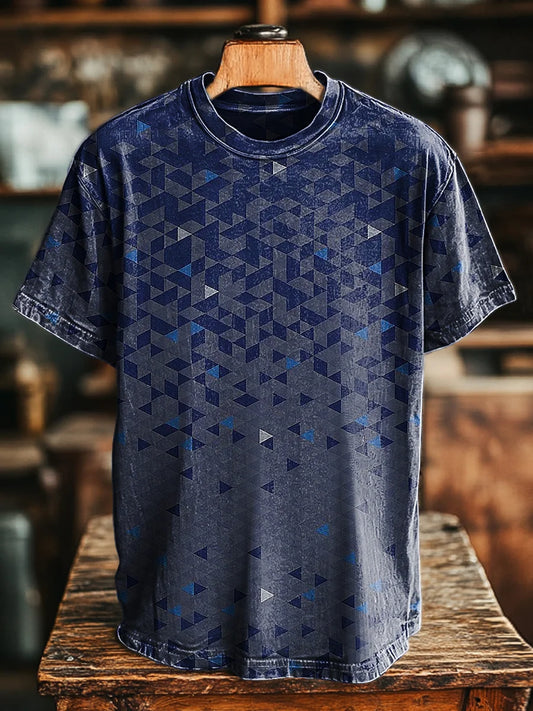 Unisex Retro Gradient Geometric Print  Tee