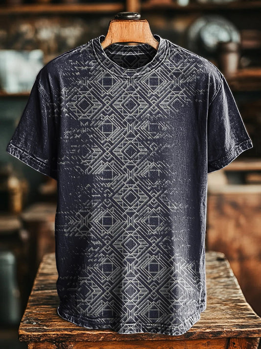 Unisex Retro Abstract Geometric Art Print Casual Tee
