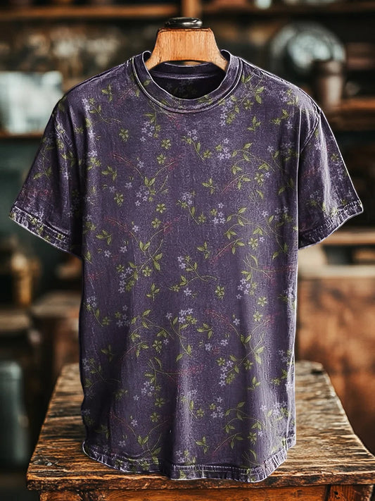 Unisex Retro Romantic Floral Print Casual Loose Tee