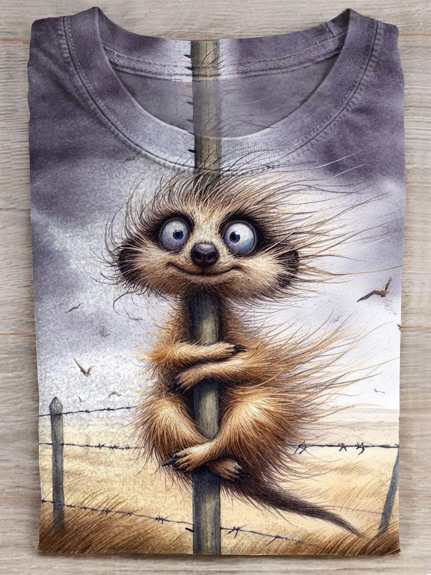 In The Wind Funny Animal Art Print  Unisex Tee