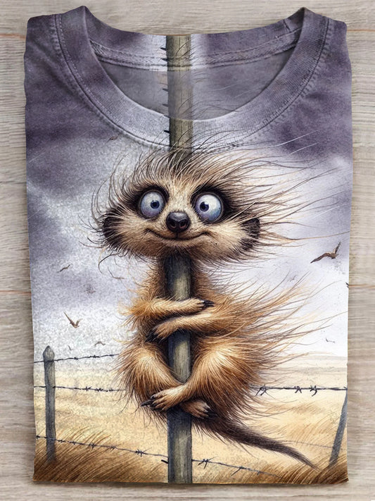 In The Wind Funny Animal Art Print  Unisex Tee