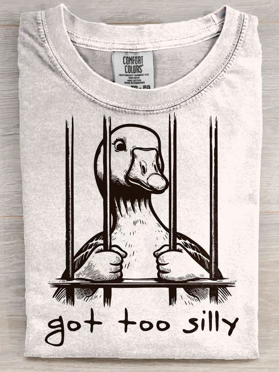 Funny Got Too Silly Duck Art Print Unisex Tee