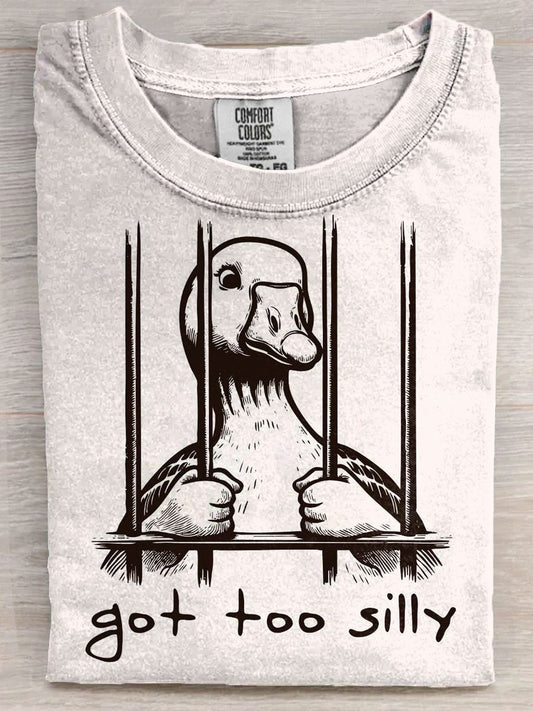 Funny Got Too Silly Duck Art Print Unisex Tee