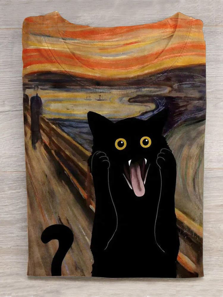 Funny Black Cat Series World Famous Paintings Unisex Tee