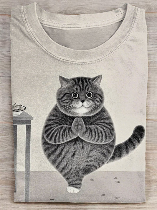 Cute Yoga Cat Art Print  Unisex Tee