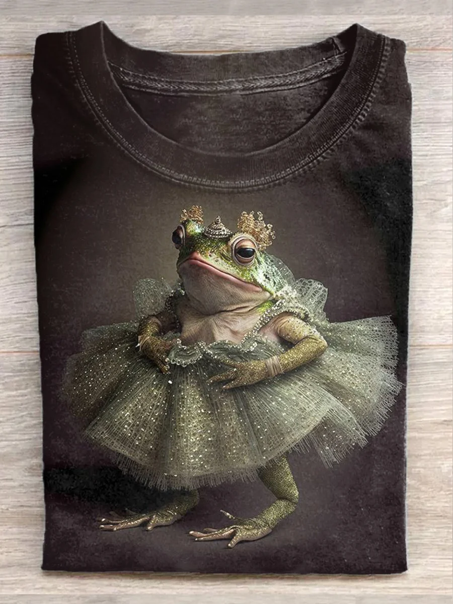 Frog With Crowns Printed  Unisex Tee