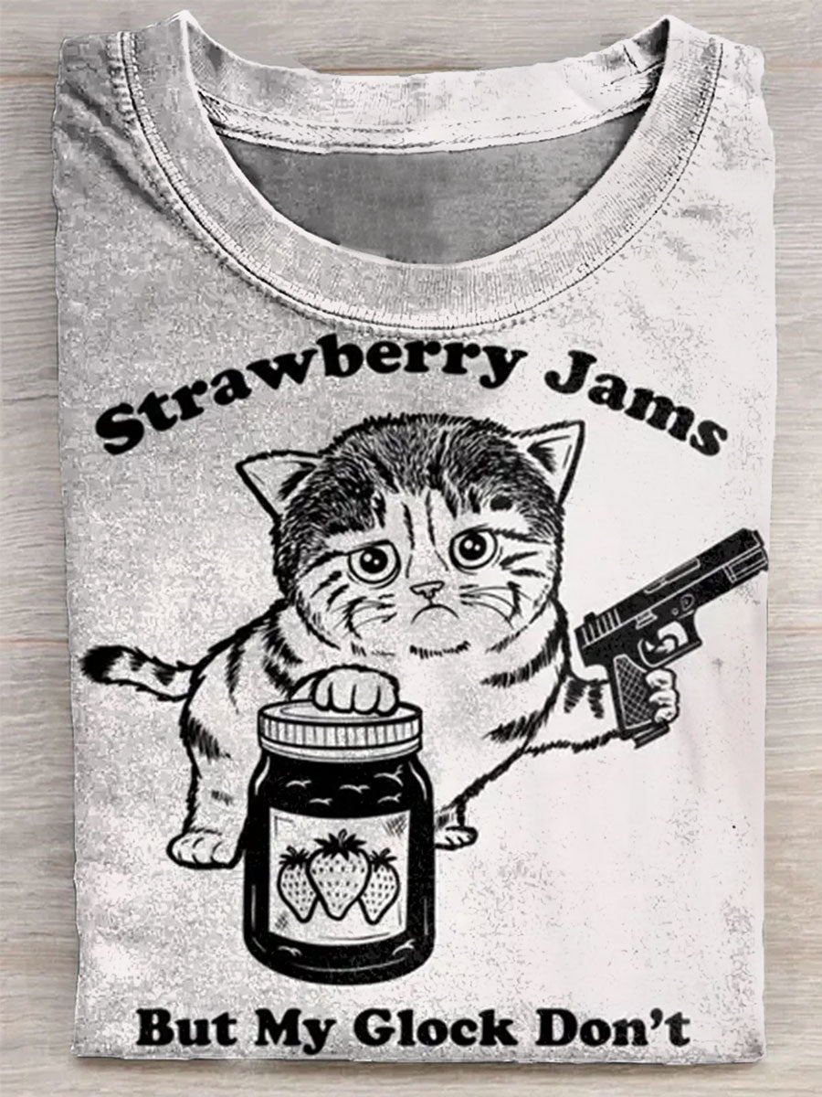 Strawberry Jams But My Glock Don’t Cat Unisex Tee