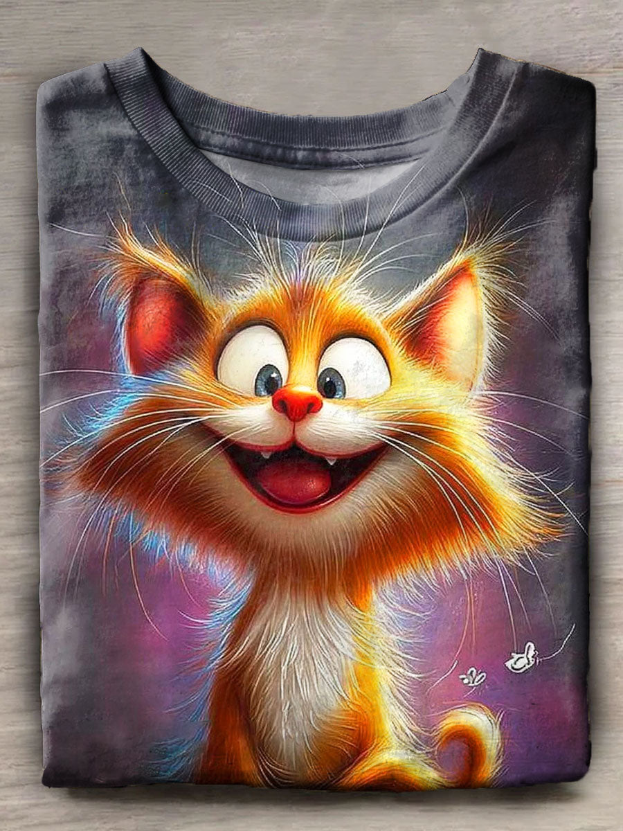 Funny Cat Art Print Unisex Tee