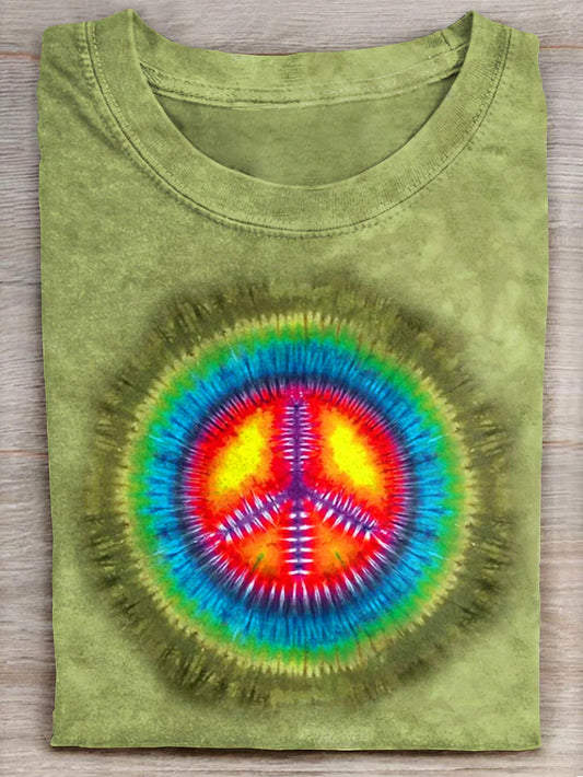 Peace Tie Dye Green Hippie Love Spiritual Rainbow Love Happiness Beautiful Art Print Unisex Tee