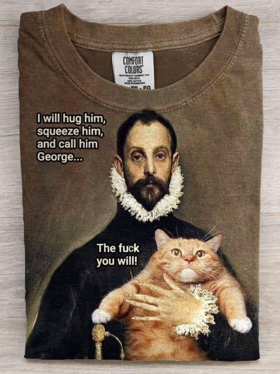 Vintage Funny Cat Print Unisex Tee