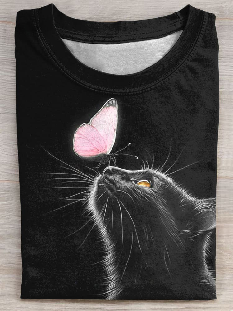 Cat Art Casual Print Unisex Tee