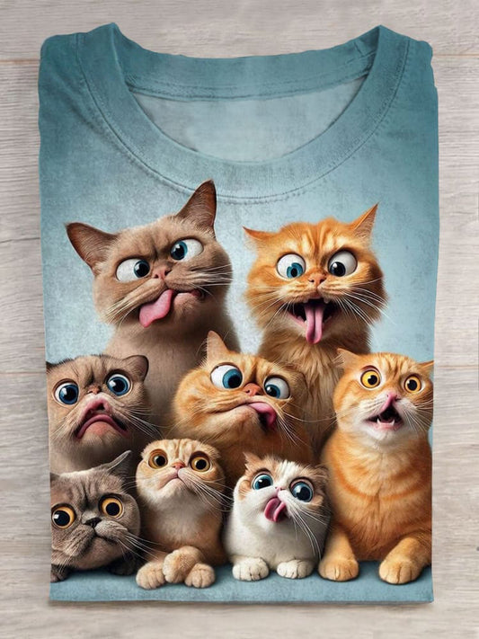 Funny Cat Art Print Fashion Unisex Tee