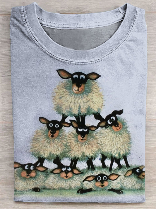 Funny Lamb Print Unisex Tee