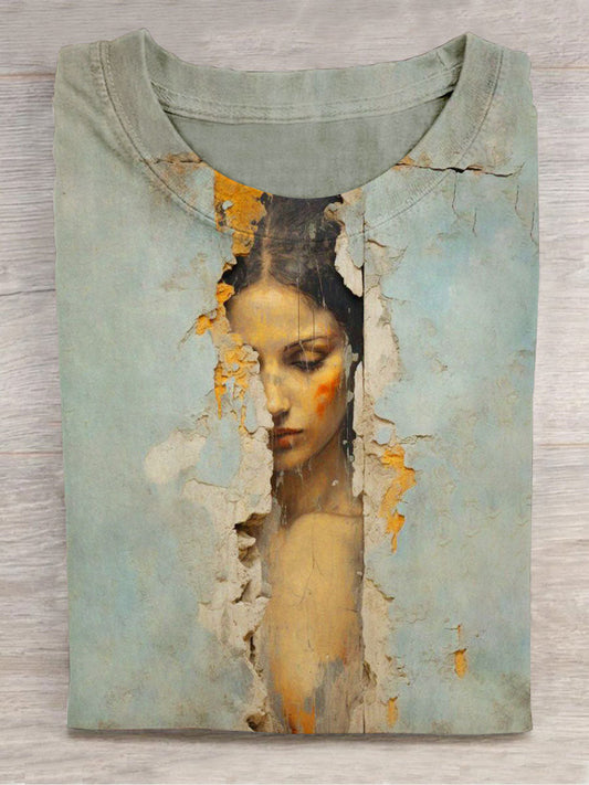 Unisex Broken Wall Figure Sculpture Art Print Unisex Tee