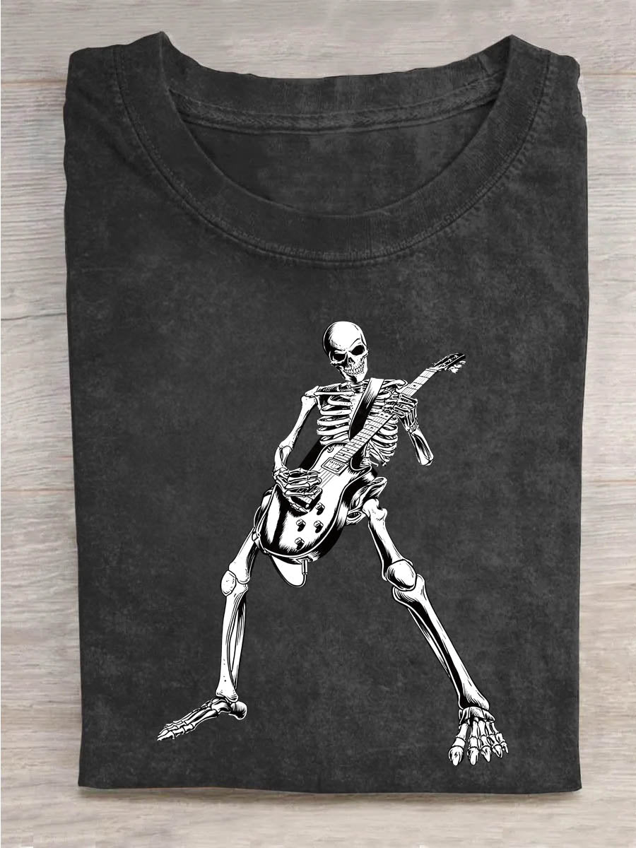 Vintage Guitar Skull Short Sleeve   Unisex Tee
