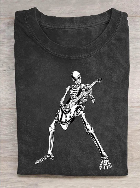 Vintage Guitar Skull Short Sleeve   Unisex Tee