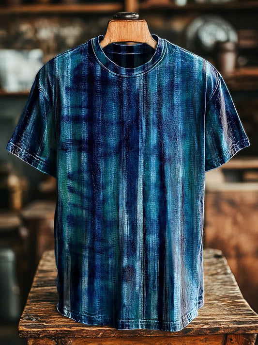 Unisex Vintage Abstract Stripe Art Print Casual Tee