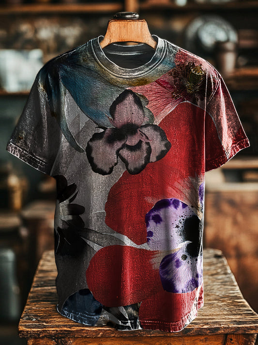 Vintage Abstract Floral Texture Art Print Unisex Tee