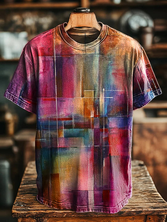 Unisex Vintage Abstract Geometric Graffiti Printed Tee