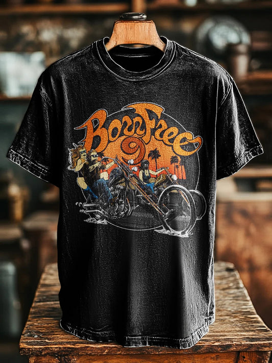 Unisex Vintage Biker Art Print Tee