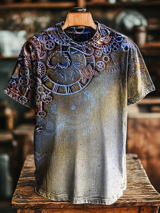 Unisex Vintage Gear Textured Print Tee