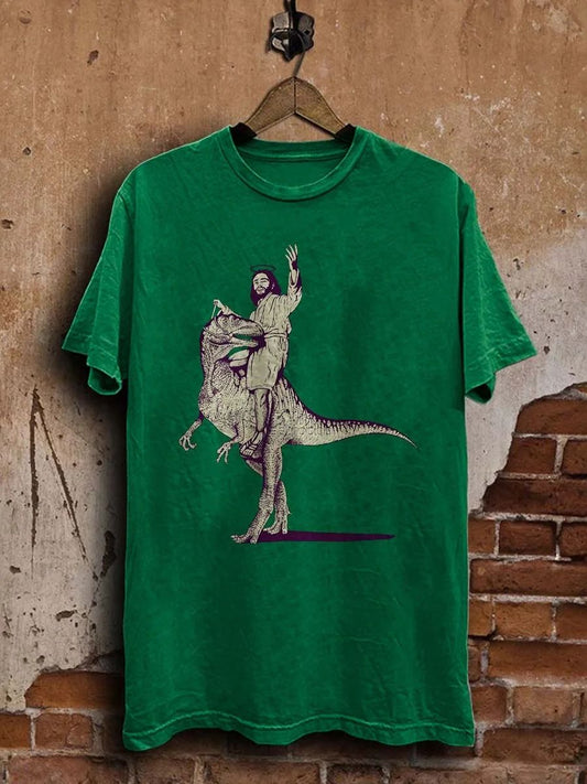 Funny Dinosaur Jesus  Casual Tee