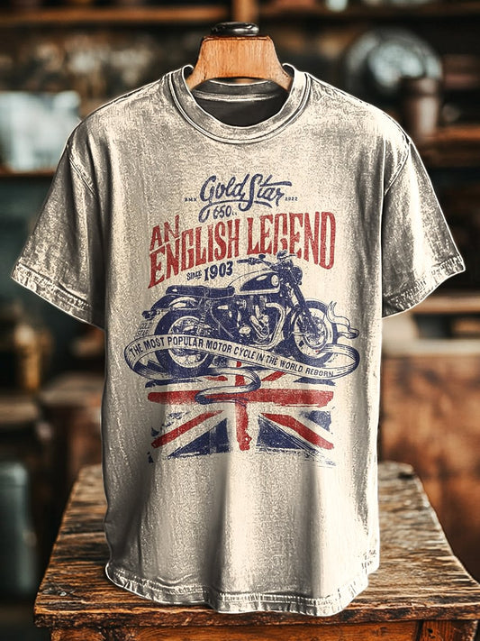 Unisex Vintage Motorcycle  Casual Loose Tee