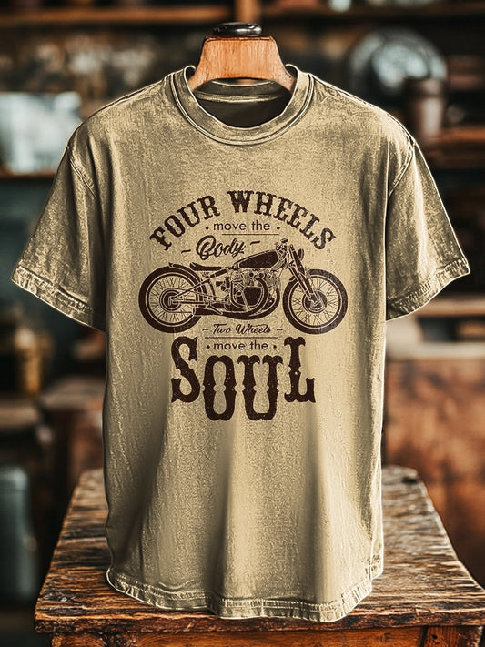 Unisex Vintage Biker Slogan  Casual Loose Tee