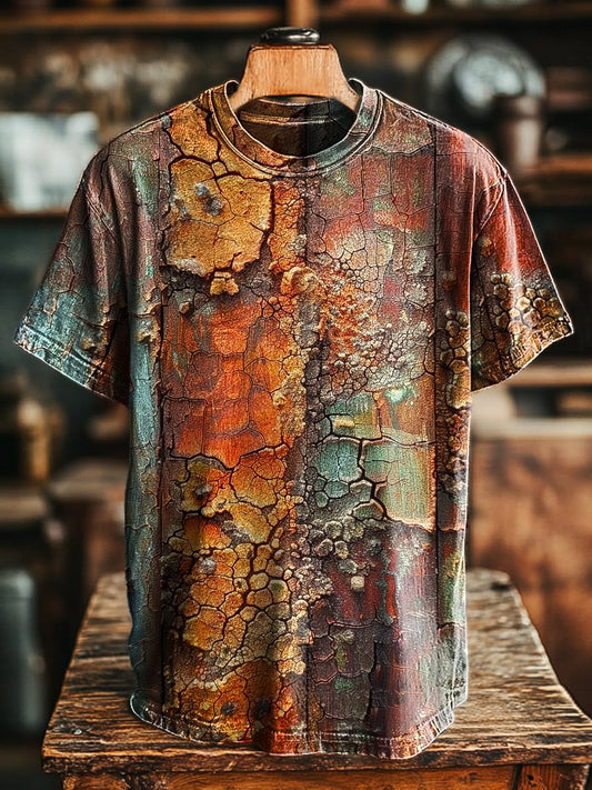 Unisex Cracked Aged Printed Casual Loose Tee