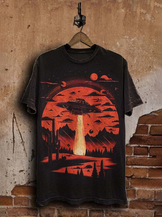 Unisex UFO Printed Casual  Tee