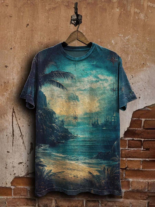 Unisex Vintage Nautical  Casual Print  Tee