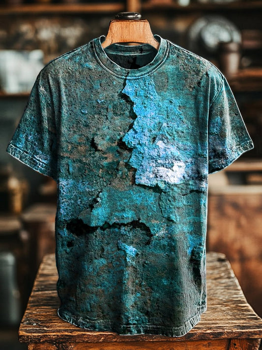 Unisex Retro Aged Rust Printed Casual Loose  Tee