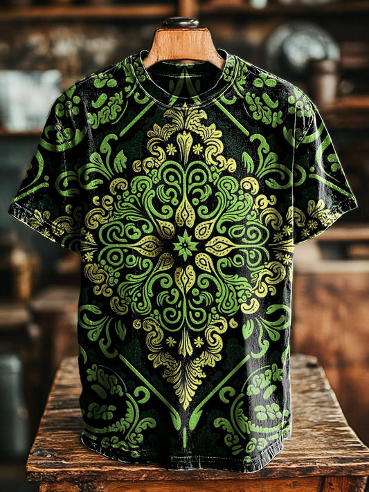 Unisex Vintage Geometric Totem Art Print Casual Loose Tee