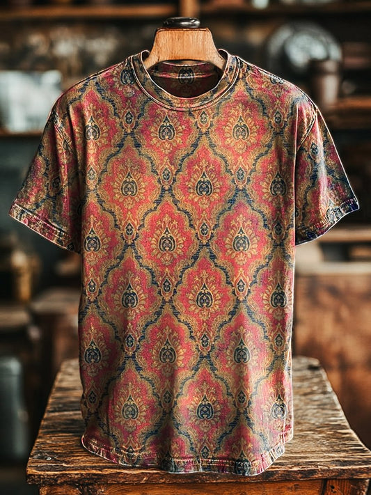 Unisex Vintage Ethnic Geometric Art Print Casual Loose Tee