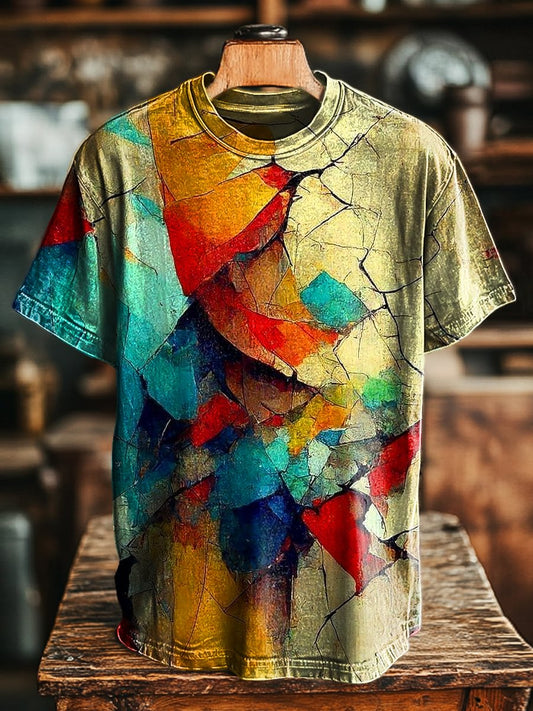 Unisex Vintage Colorful Abstract Art  Casual Loose Tee