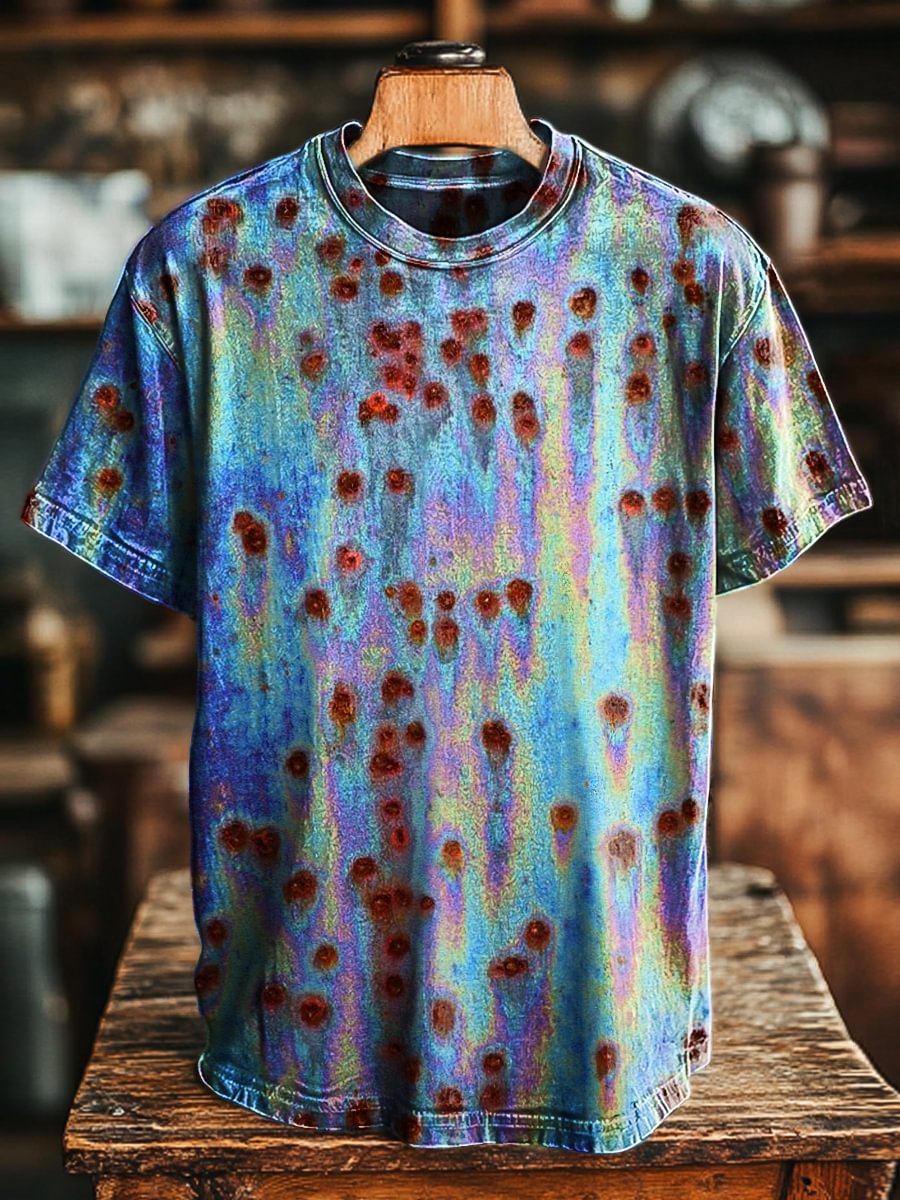 Unisex Vintage Aged Rust Art Print Casual Loose Tee