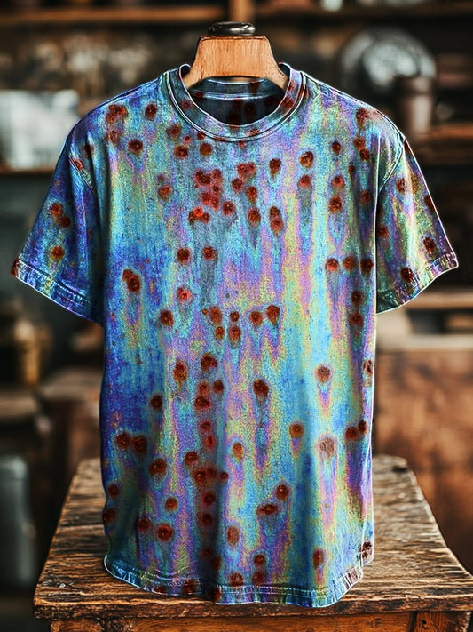 Unisex Vintage Aged Rust Art Print Casual Loose Tee