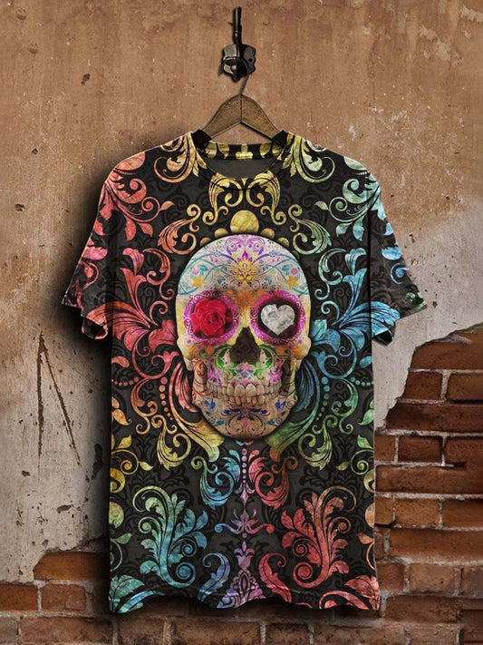 Unisex Vintage Day of the Dead Skull Tee