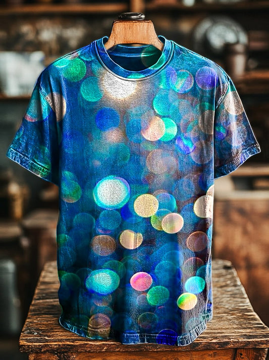 Unisex Vintage Blue Light Art Print Casual Loose Tee