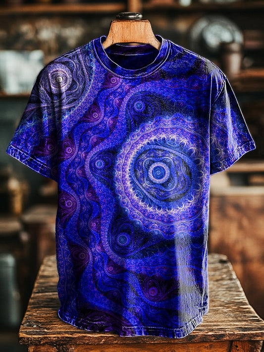 Unisex Vintage Abstract Mandala Print Loose  Tee