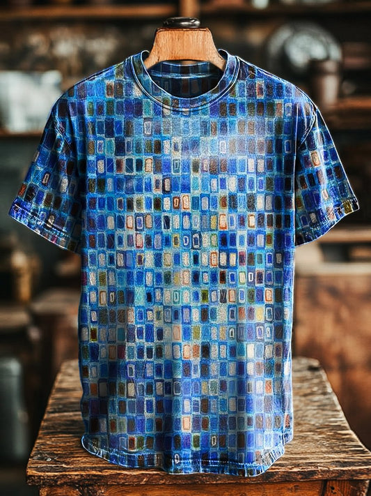 Unisex Retro Abstract Geometric Casual Print  Loose Tee