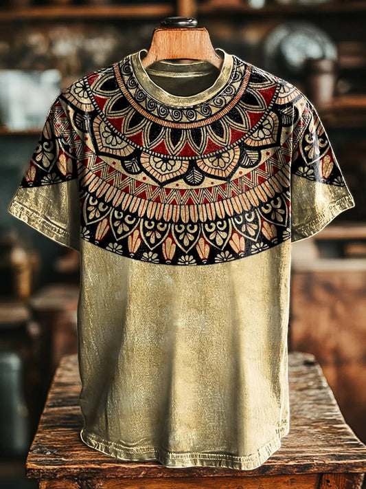 Unisex Vintage Ethnic Style Mandala Printed Casual Loose Tee