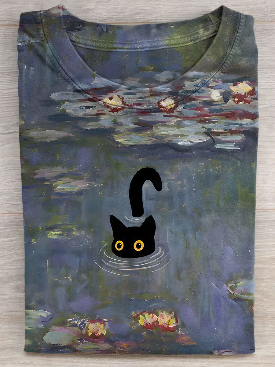 Monet Water Lilies Cat Unisex Tee