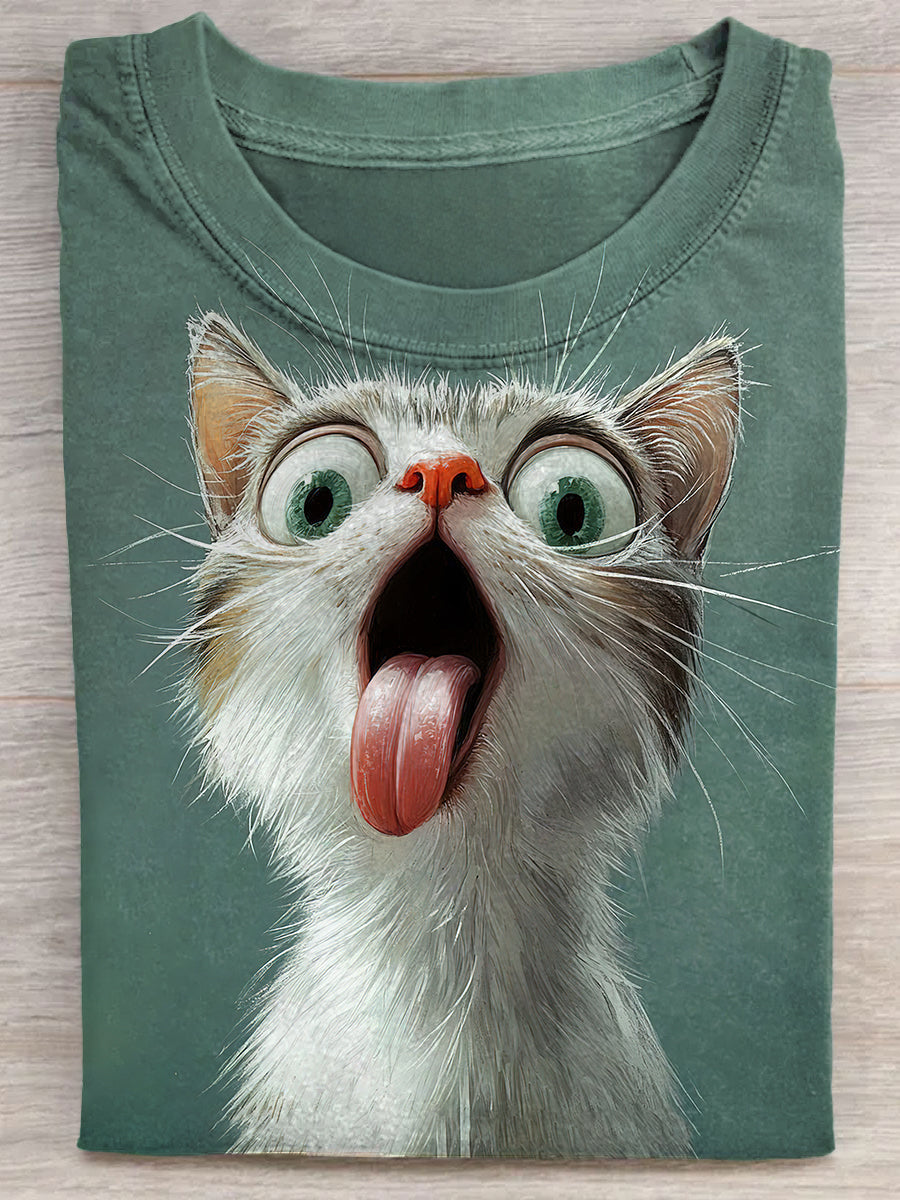 Crazy Cat Art Print Unisex Tee