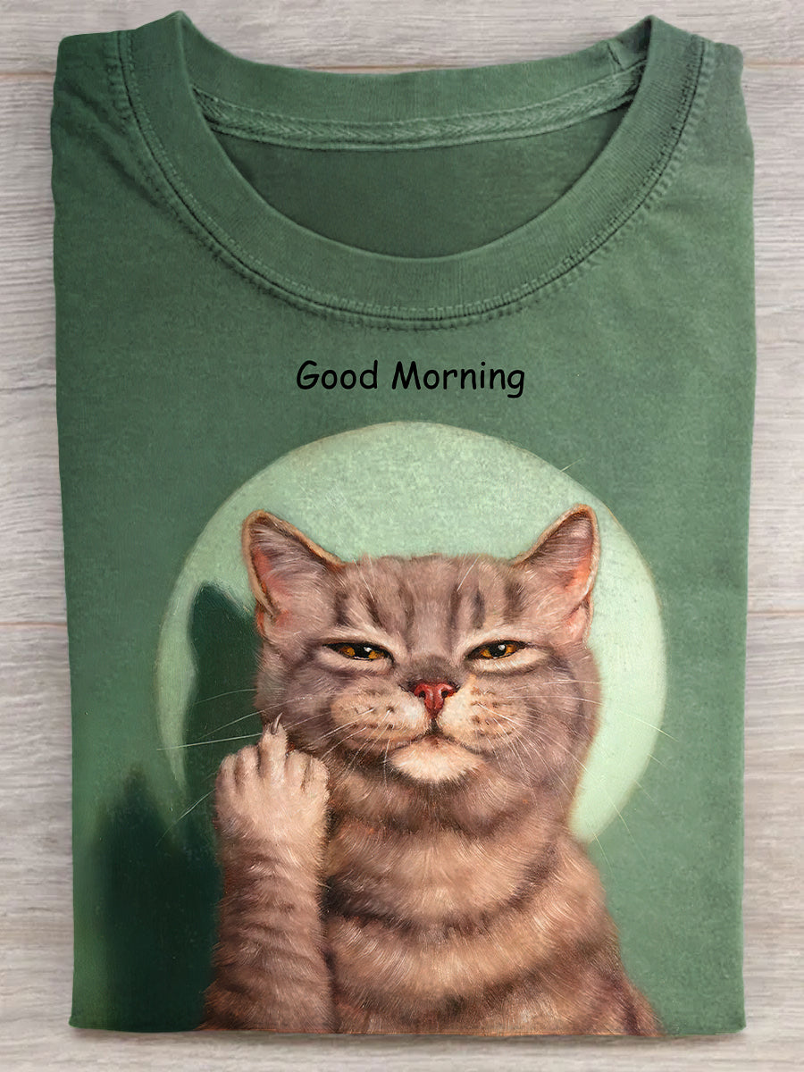 Good Morning Middle Finger Cat Unisex Tee