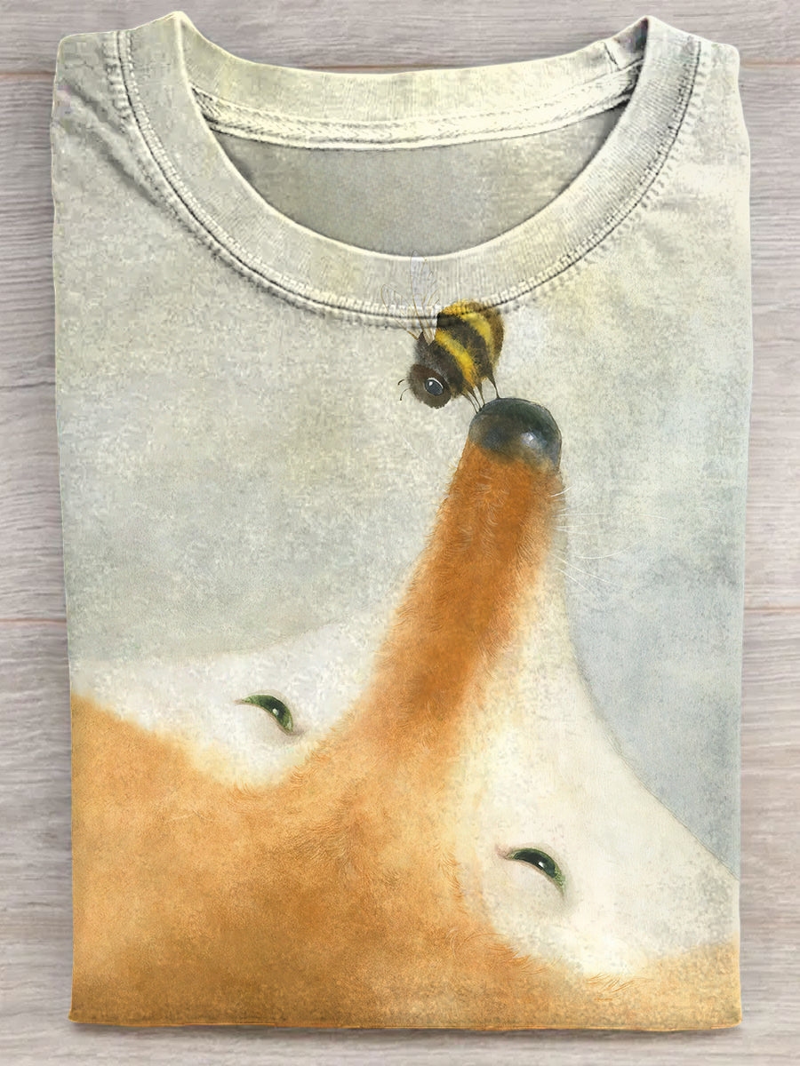 Cute Fox And Bee Unisex Tee