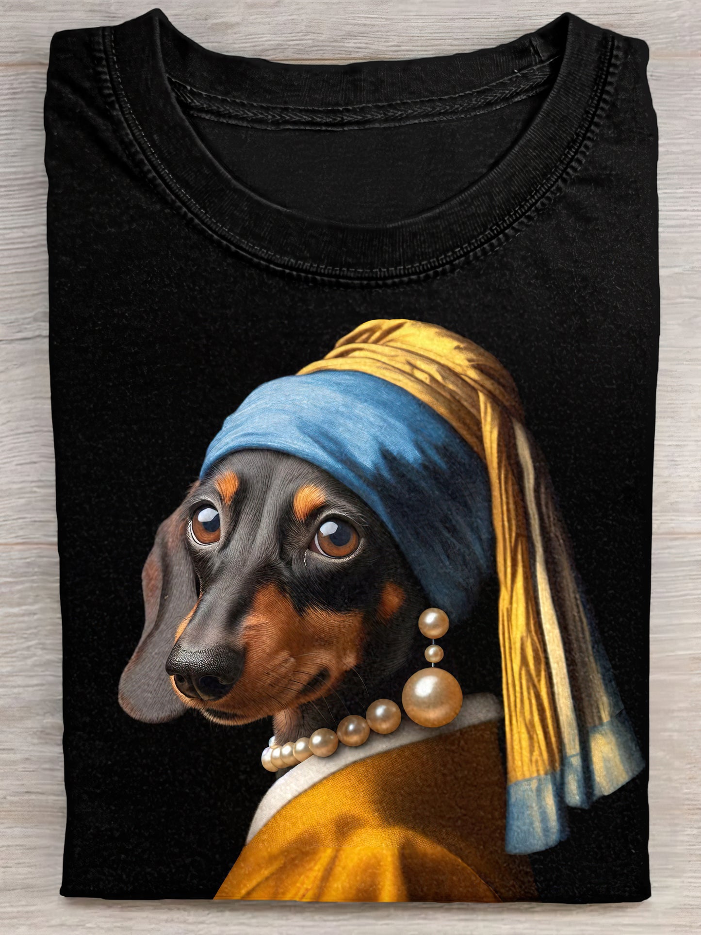 Dachshund With Pearl Earrings And Headband Unisex Tee