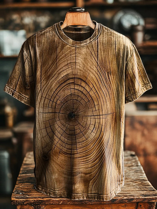 Unisex Vintage Abstract Line Tree Art Print Casual Tee